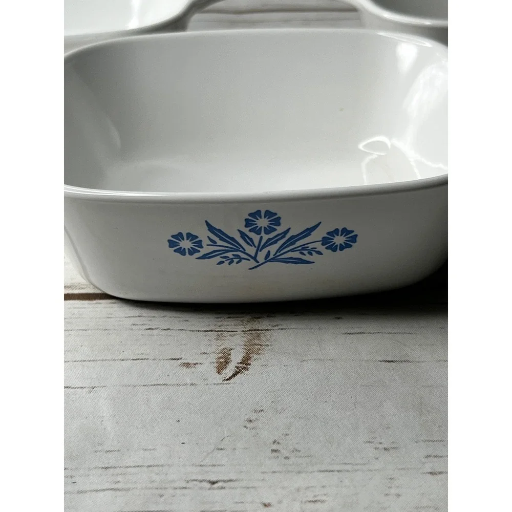 Corning Ware Petite Pan Blue Cornflower White Vintage P-41 Set of 3